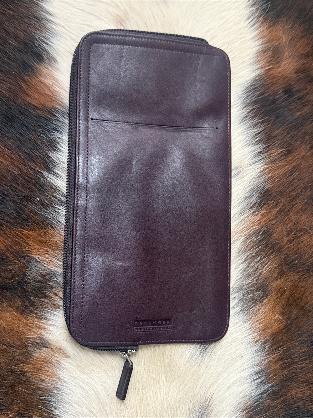 Levenger Dark Brown Leather Travel Dopp Kit